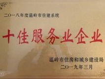 2018年度温岭市住建系统十佳服务业企业
