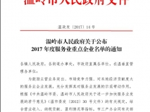 2017年度服务业重点企业